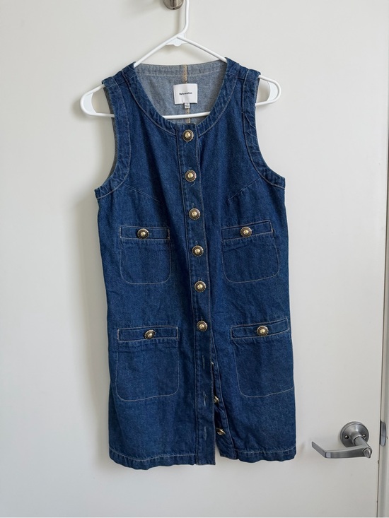 Reformation Dresses & Skirts - Reformation Denim Gold Button Sleeveless Mini Dress Size 2